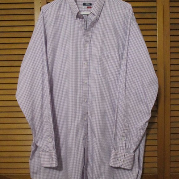 Izod men's shirt long sleeve pink & lt. blue button down size 18 1/2 Tall - Picture 1 of 9